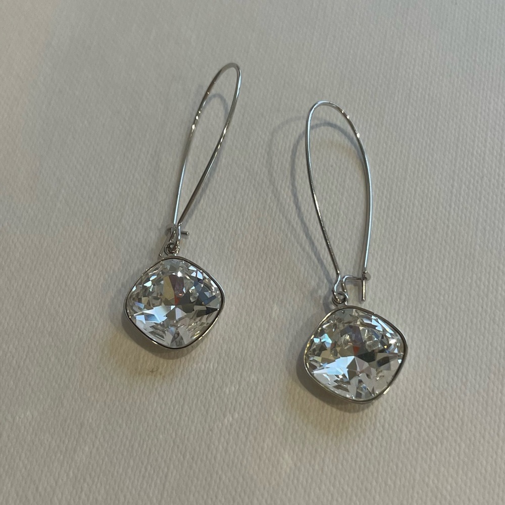 Silver and Crystal Drop Earrings
